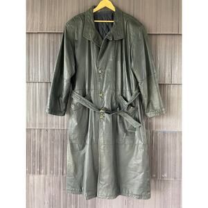 🔥VTG Club Uomo Peek & Cloppenburg German Leather Long Coat Quilt Blanket Lined